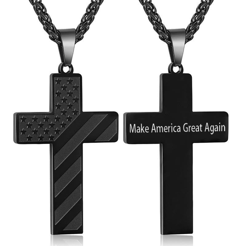 FREE Today: Tri-Color Cross Necklace with American Flag & Scripture: A Patriotic Expression - Black - Make America Better Again - image 11