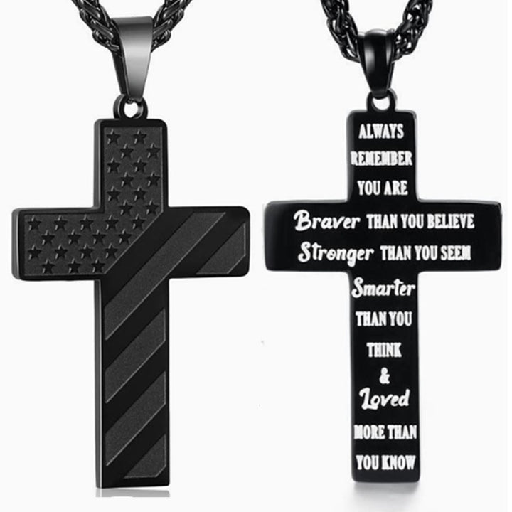 FREE Today: Tri-Color Cross Necklace with American Flag & Scripture: A Patriotic Expression - Black - Always Remember-2 - image 12