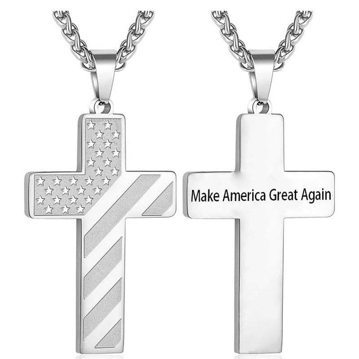 FREE Today: Tri-Color Cross Necklace with American Flag & Scripture: A Patriotic Expression - Silver - Make America Better Again - image 26