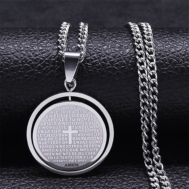 FREE Today: The Lord’s Prayer Rotating Pendant Necklace: Devotion & Sacred Versatility - Silver - image 3