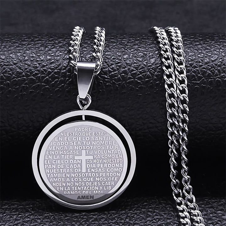 FREE Today: The Lord’s Prayer Rotating Pendant Necklace: Devotion & Sacred Versatility - Silver - image 3