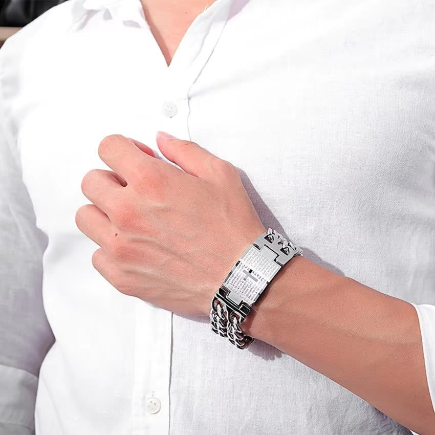 Christianartworkshop Cross & Prayer Bracelet: Sacred Text & Edgy Fashion - image 1