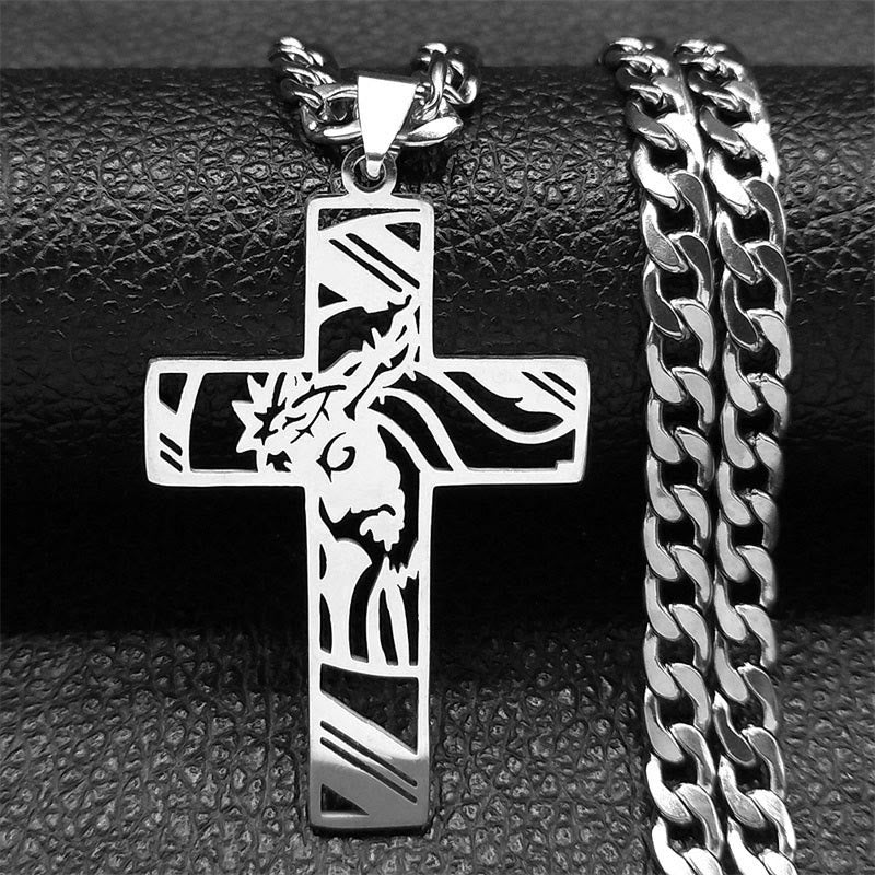FREE Today: Crown of Thorns Cross Necklace: Sacred Symbolism & Bold Style - Silver - image 3