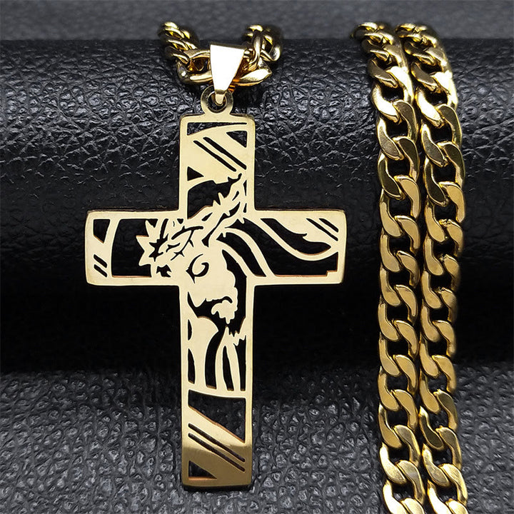 FREE Today: Crown of Thorns Cross Necklace: Sacred Symbolism & Bold Style - Golden - image 0