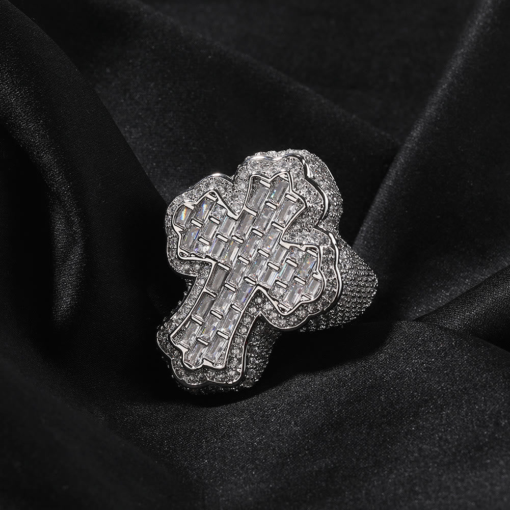 FREE Today: Pave Cross Ring: Sacred Elegance & Devotional Glamour - Silver - US 10 - image 2