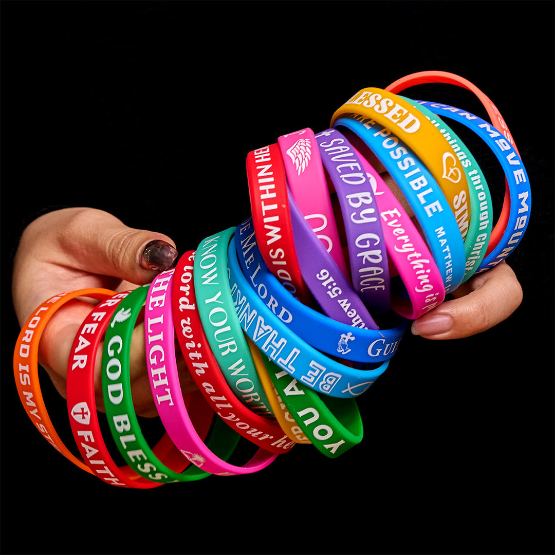 FREE Today: 20pcs/set Scripture Silicone Bracelet: Faithful Reminders & Colorful Devotion - 20pcs/set - image 0