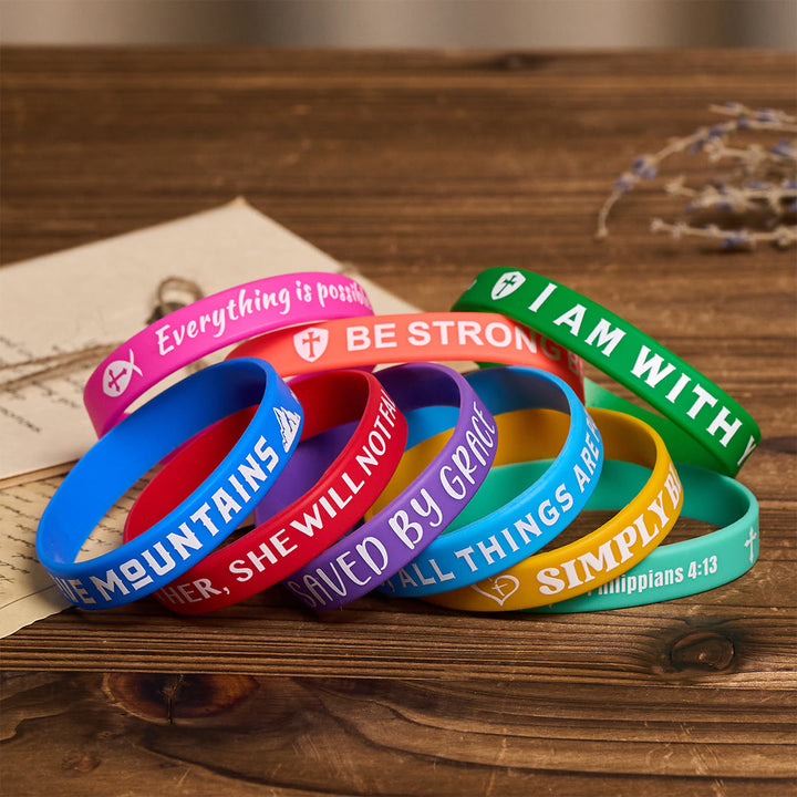 FREE Today: 20pcs/set Scripture Silicone Bracelet: Faithful Reminders & Colorful Devotion - image 1