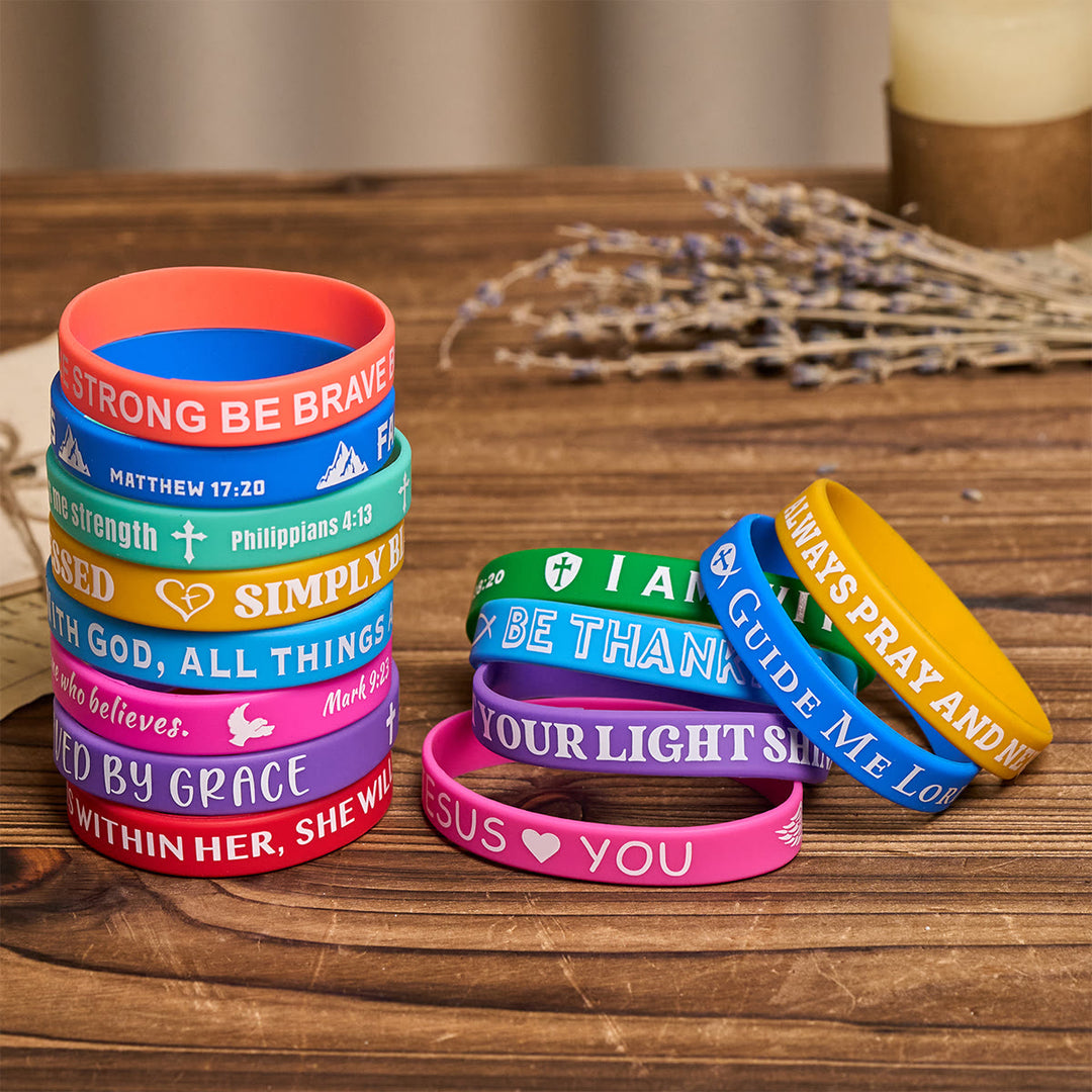 FREE Today: 20pcs/set Scripture Silicone Bracelet: Faithful Reminders & Colorful Devotion - image 2