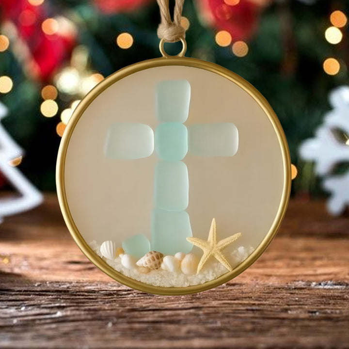 FREE Today: 3 Style Seaglass Faith Series Ornaments: Coastal Devotion & Sacred Storytelling - Cross - image 1