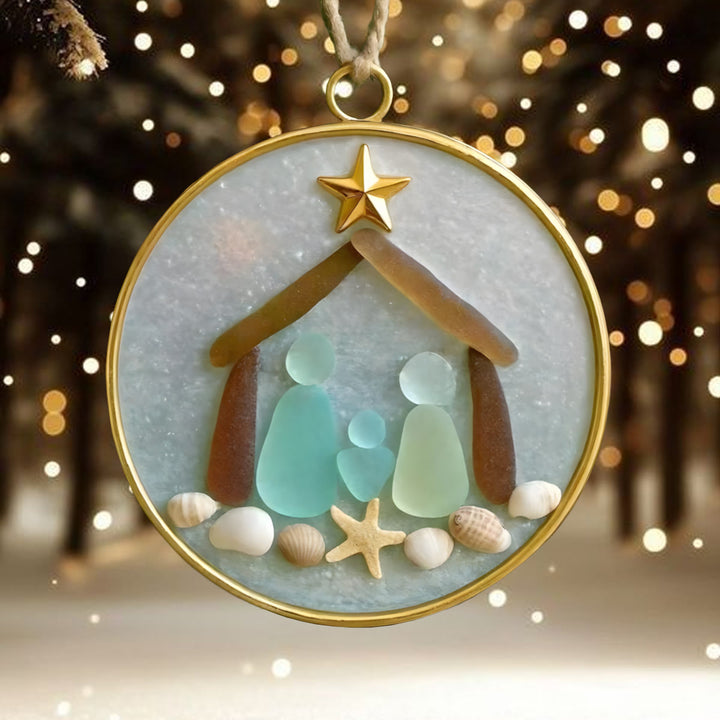 FREE Today: 3 Style Seaglass Faith Series Ornaments: Coastal Devotion & Sacred Storytelling - Nativity - image 0