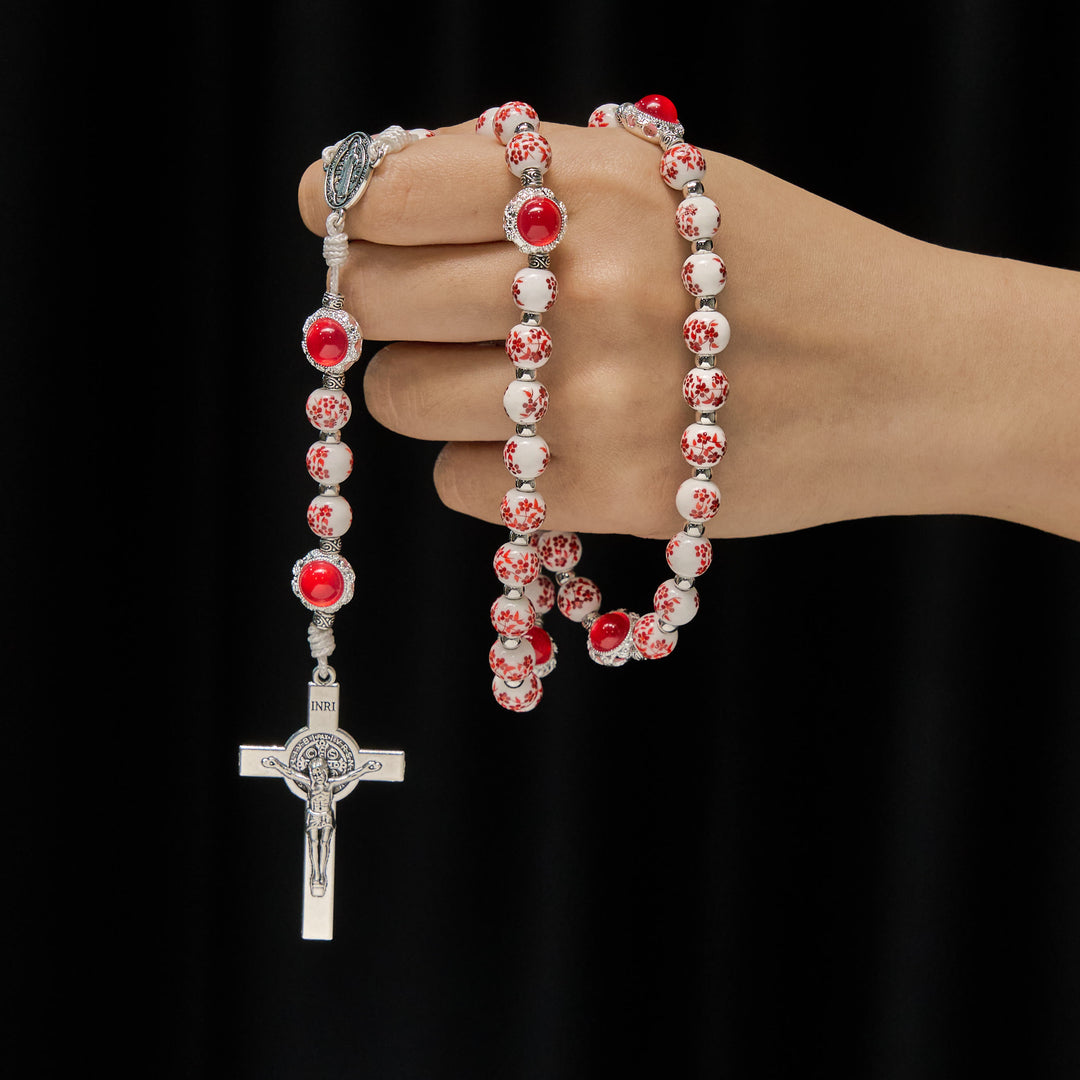 Christianartworkshop Floral Porcelain & Cat's Eye Rosary: Devotion in Detail & Prayerful Connection - image 1