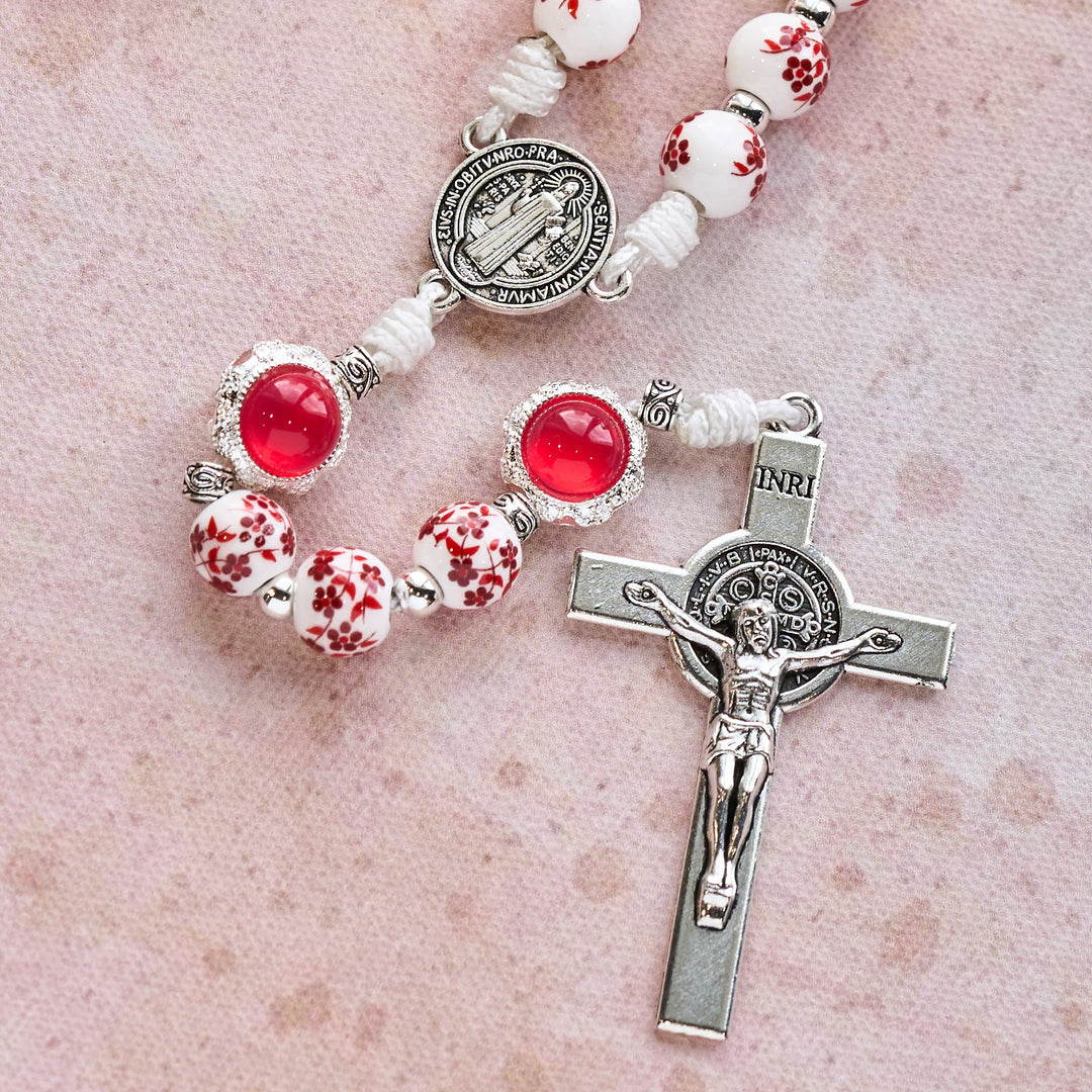 Christianartworkshop Floral Porcelain & Cat's Eye Rosary: Devotion in Detail & Prayerful Connection - image 8