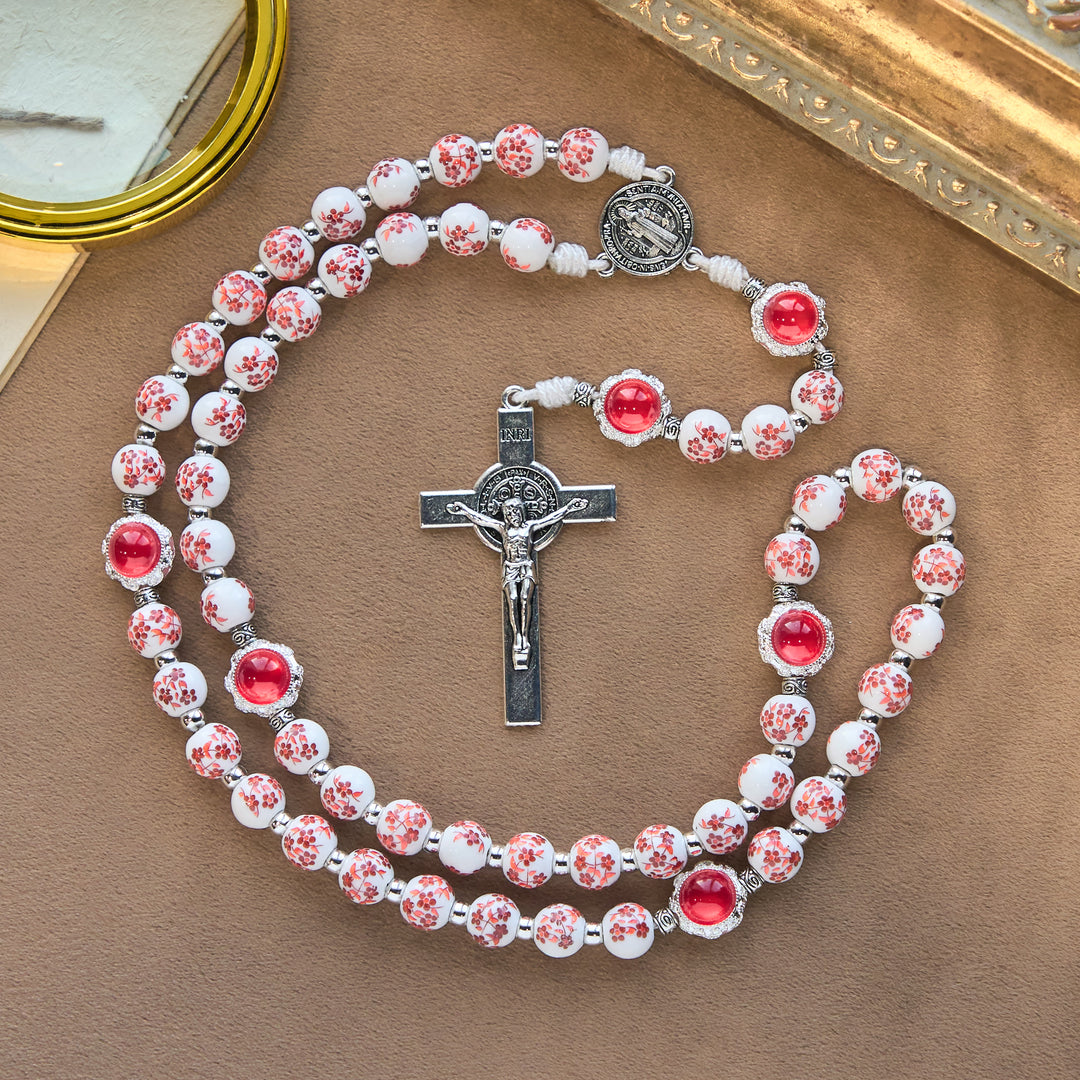Christianartworkshop Floral Porcelain & Cat's Eye Rosary: Devotion in Detail & Prayerful Connection - image 6