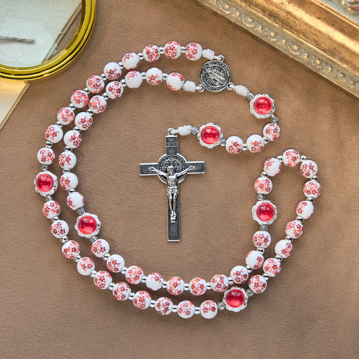 Christianartworkshop Floral Porcelain & Cat's Eye Rosary: Devotion in Detail & Prayerful Connection - image 6