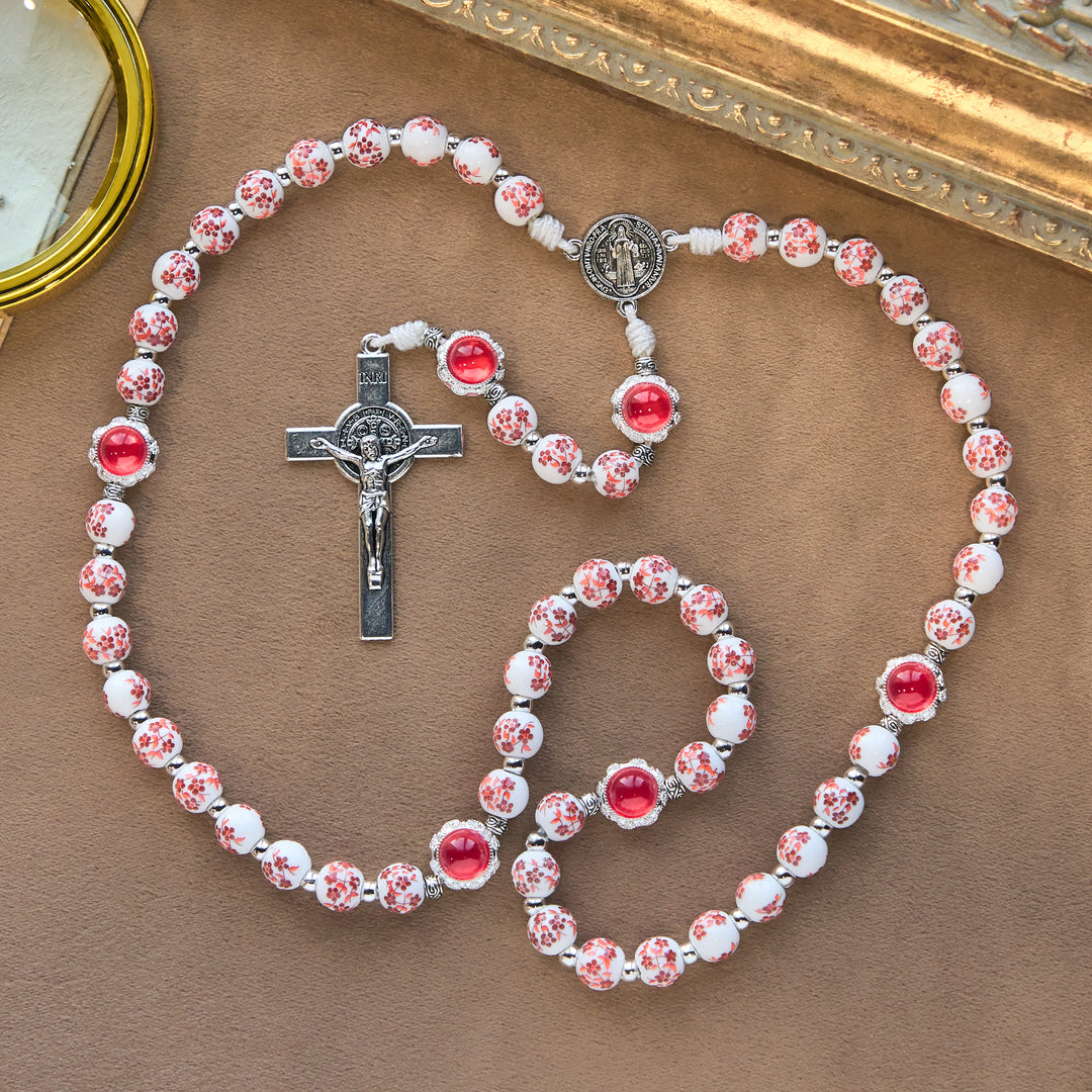Christianartworkshop Floral Porcelain & Cat's Eye Rosary: Devotion in Detail & Prayerful Connection - image 7