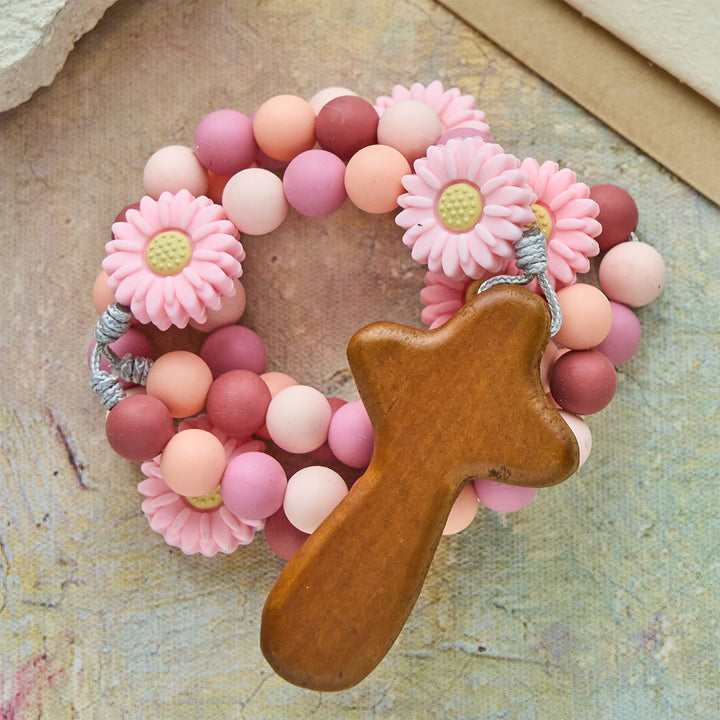 FREE Today: Children’s Silicone Pink Daisy Rosary with Wood Cross - image 5