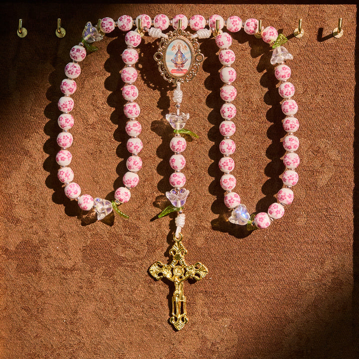 Christianartworkshop Porcelain Rosary with Lily Details: Devotion in Bloom & Spiritual Nourishment - image 2