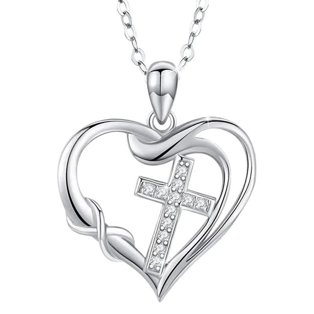 Christianartworkshop Heart & Cross Necklace: Devotion & Timeless Elegance - Silver - image 3