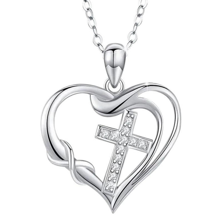 Christianartworkshop Heart & Cross Necklace: Devotion & Timeless Elegance - Silver - image 3