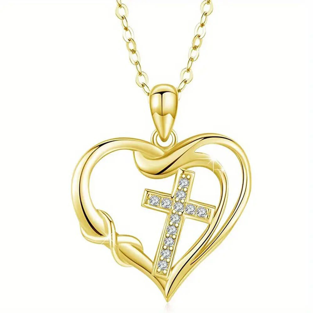 Christianartworkshop Heart & Cross Necklace: Devotion & Timeless Elegance - Golden - image 0