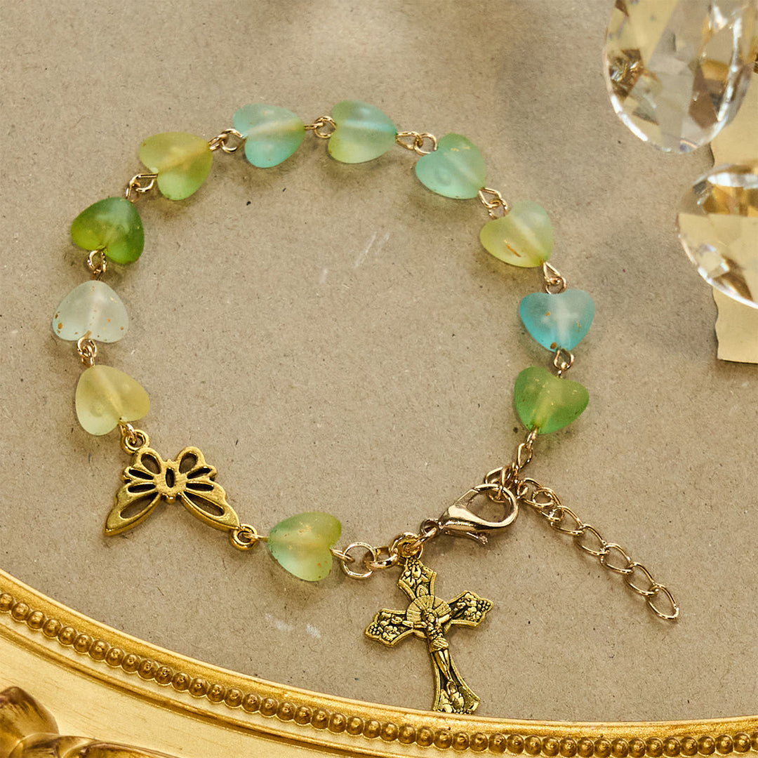 Christianartworkshop Heart & Butterfly Rosary, Bracelet: Devotion & Artful Spirituality - Bracelet - image 4