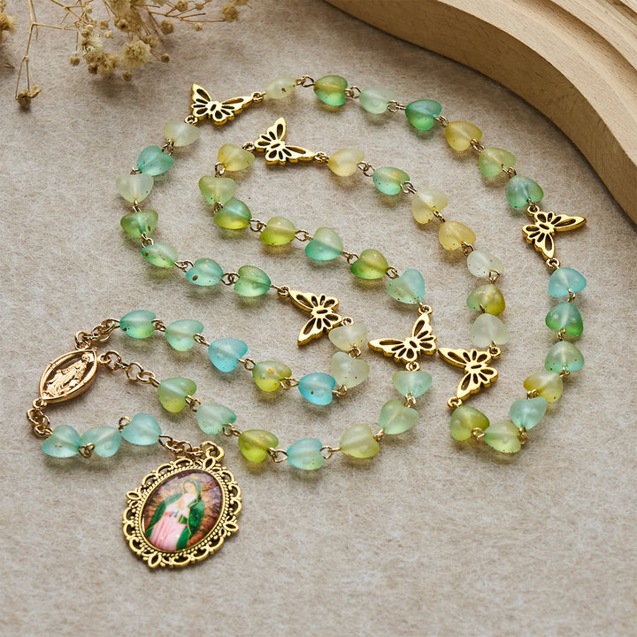 Christianartworkshop Heart & Butterfly Rosary, Bracelet: Devotion & Artful Spirituality - image 1