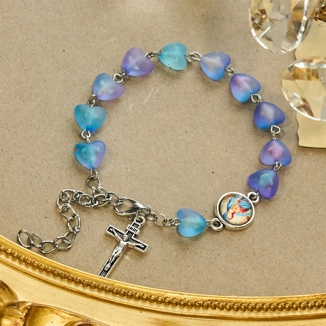 Christianartworkshop Blue Heart & Butterfly Rosary, Bracelet: Devotion & Artful Spirituality - Bracelet - image 4