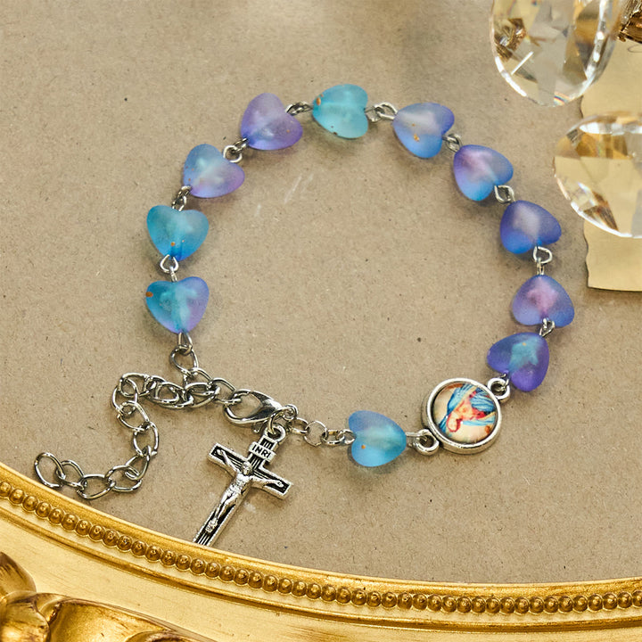 Christianartworkshop Blue Heart & Butterfly Rosary, Bracelet: Devotion & Artful Spirituality - Bracelet - image 4