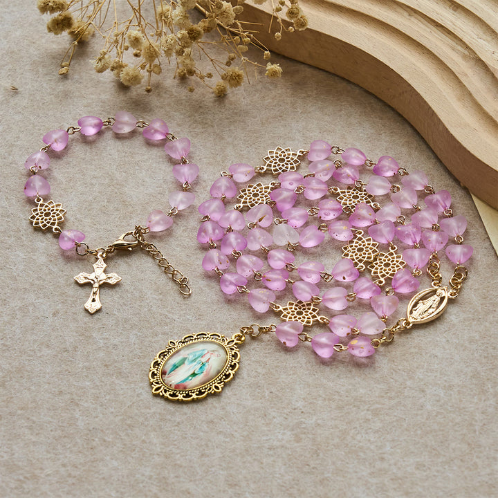 Christianartworkshop Pink Heart & Butterfly Rosary, Bracelet: Devotion & Artful Spirituality - 1 Set (Rosary & Bracelet) - image 5