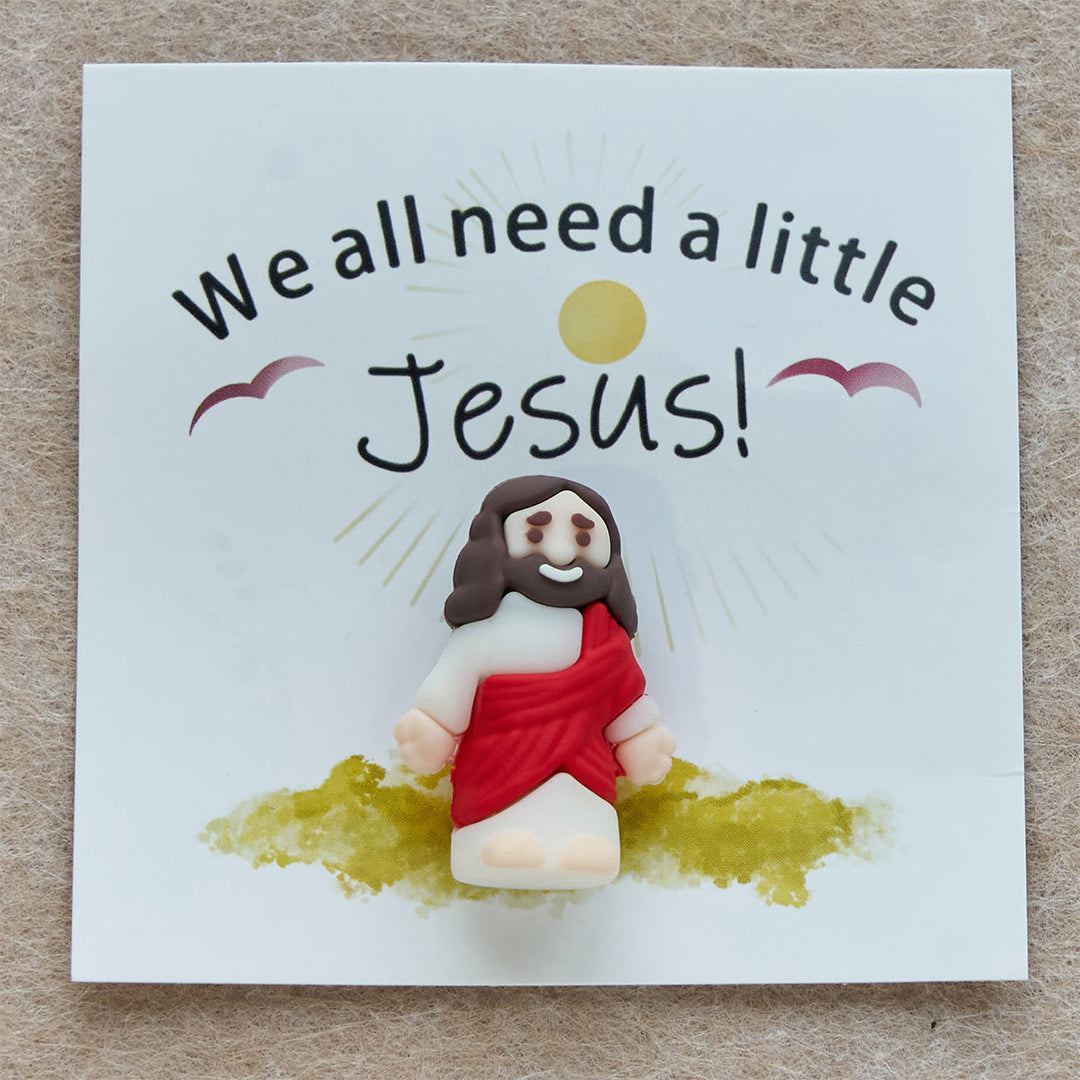 Christianartworkshop Mini Jesus Figurine with Card: We All Need A Little Jesus  - Red - image 3