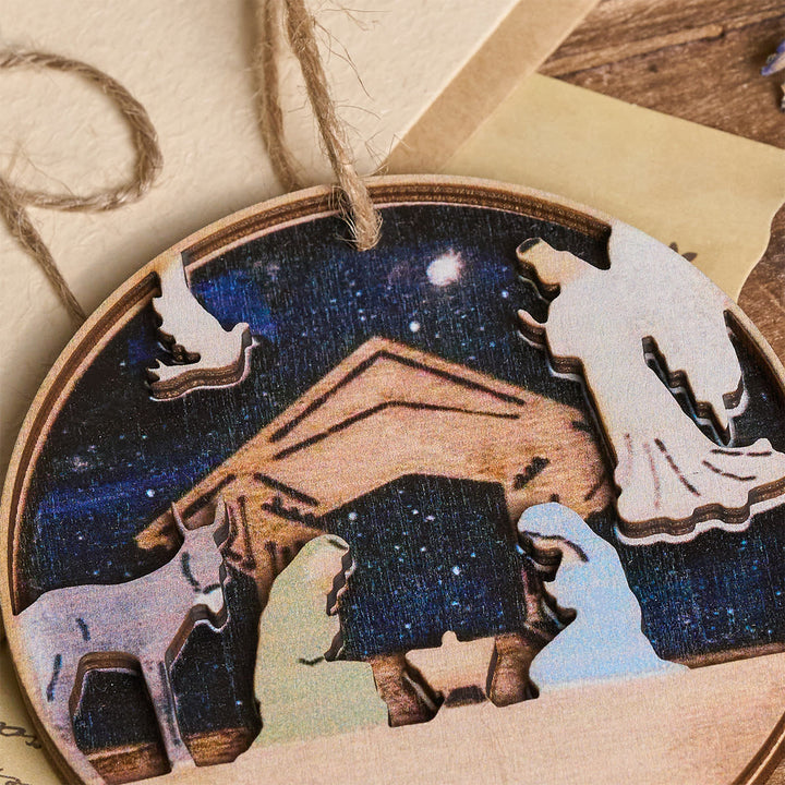 Christianartworkshop 3D Wood Nativity Scene with Angel & Animal Hanging Ornaments - image 5