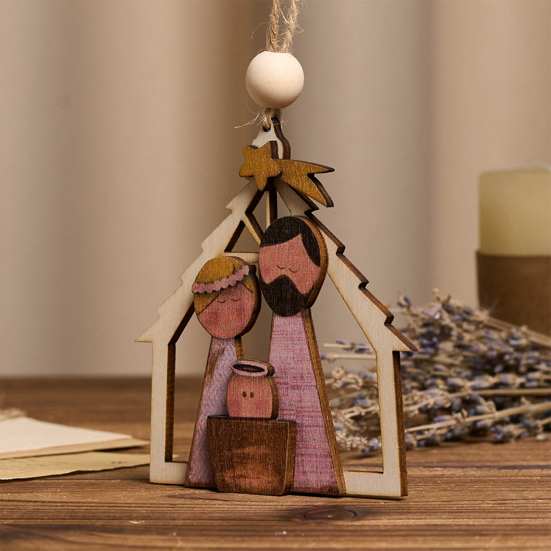 Christianartworkshop 3D Wood Holy Family Hanging Ornaments: Faith & Whimsical Christmas Spirit - image 2