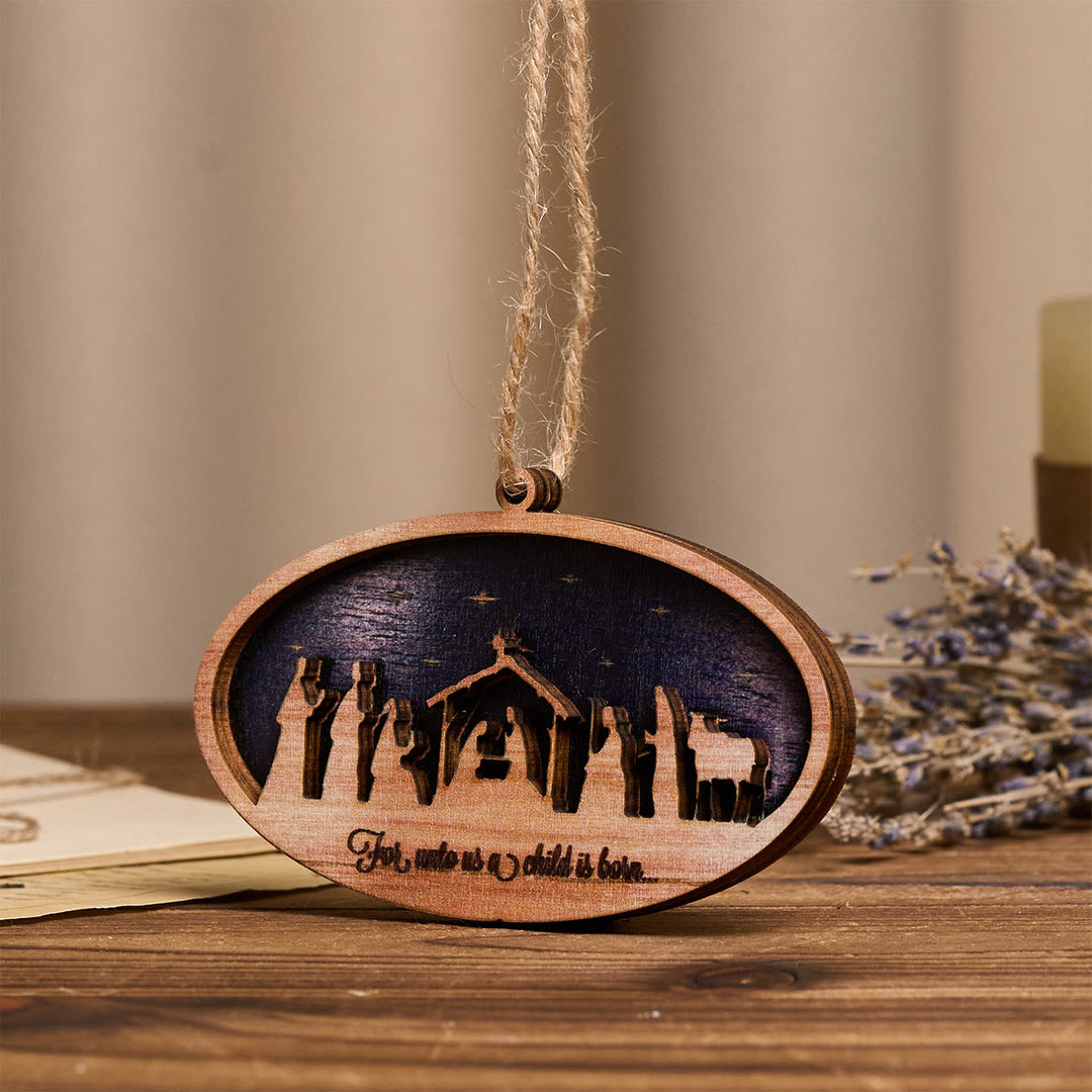 Christianartworkshop 3D Wood Nativity Hanging Ornaments: Faith & Timeless Christmas Narrative - image 1