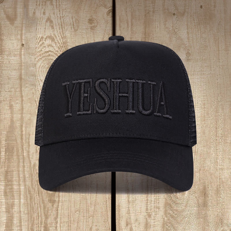 Christianartworkshop YESHUA Embroidered Trucker Cap: Faith - Filled Style & Spiritual Identity - Black - image 2