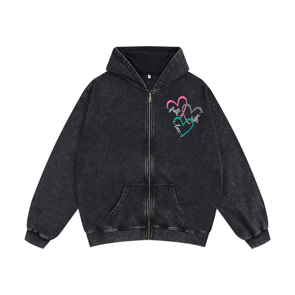Christianartworkshop Triple Heart Faith-Inspired Hooded Jacket: Daily Wear for Devotion - Black - 2XL - image 0