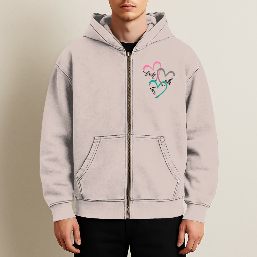 Christianartworkshop Triple Heart Faith-Inspired Hooded Jacket: Daily Wear for Devotion - image 5