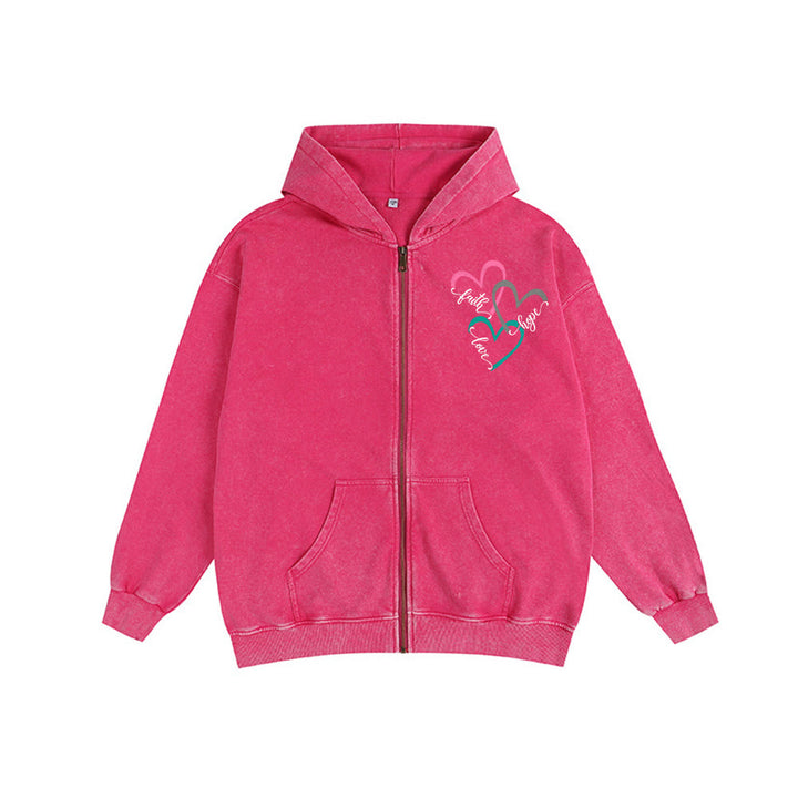 Christianartworkshop Triple Heart Faith-Inspired Hooded Jacket: Daily Wear for Devotion - Rose - 2XL - image 13
