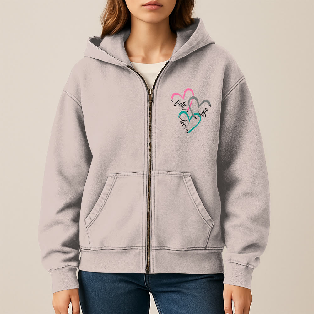 Christianartworkshop Triple Heart Faith-Inspired Hooded Jacket: Daily Wear for Devotion - image 6