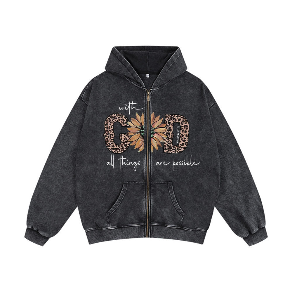 Christianartworkshop GOD-Inspired Sunflower Graphic Hooded Jacket: Daily Faith Reminder - Black - 2XL - image 4