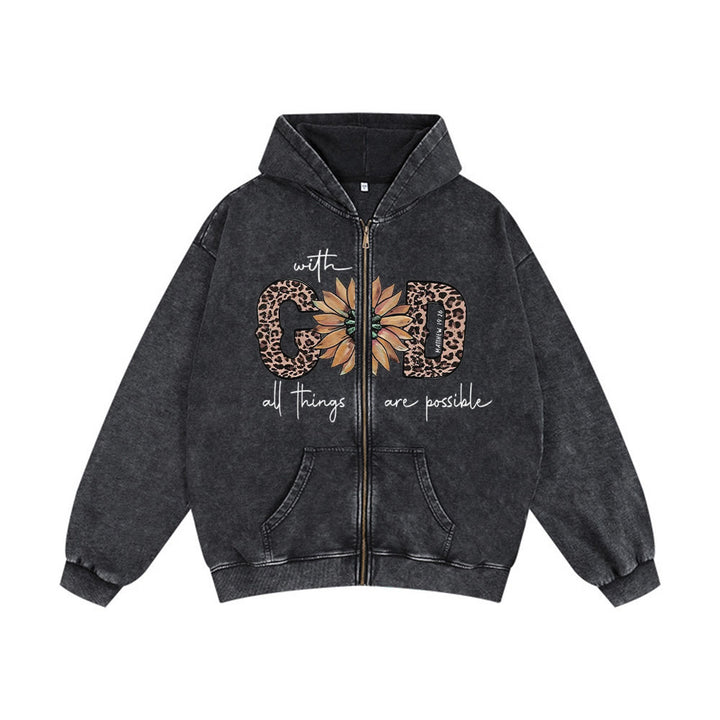 Christianartworkshop GOD-Inspired Sunflower Graphic Hooded Jacket: Daily Faith Reminder - Black - 2XL - image 4