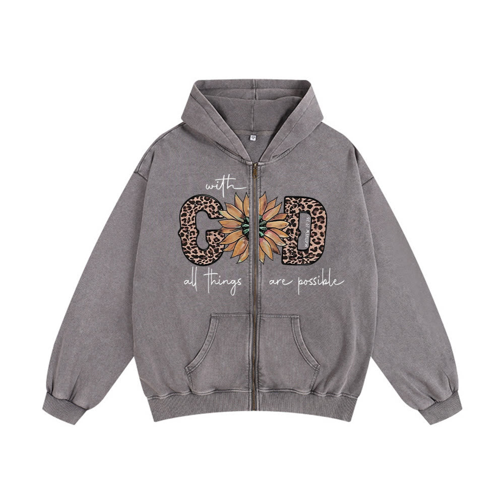 Christianartworkshop GOD-Inspired Sunflower Graphic Hooded Jacket: Daily Faith Reminder - Grey - 2XL - image 7