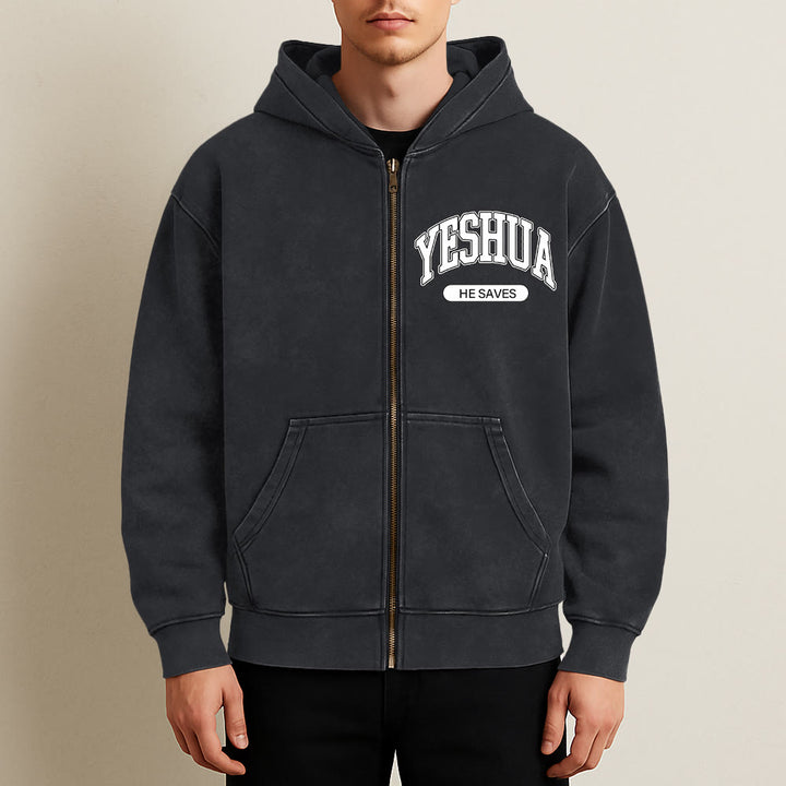 Christianartworkshop YESHUA He Saves Graphic Hooded Jacket: Blend of Faith & Casual Fashion - image 5