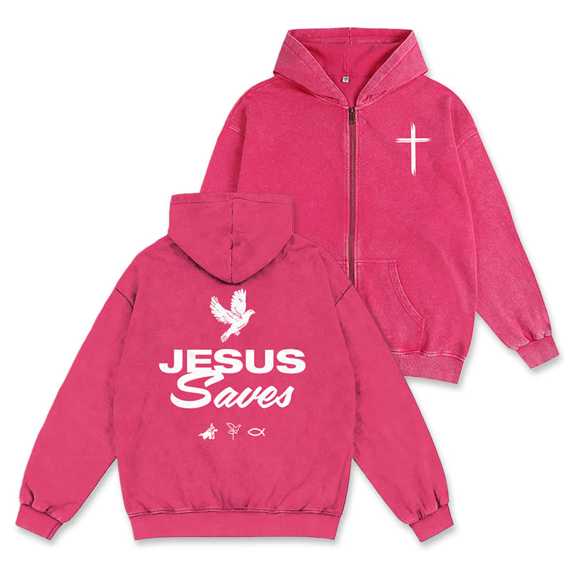 Christianartworkshop Dove & Cross Jesus Saves Hooded Jacket: Spiritual Comfort for Every Day - Rose - 2XL - image 29