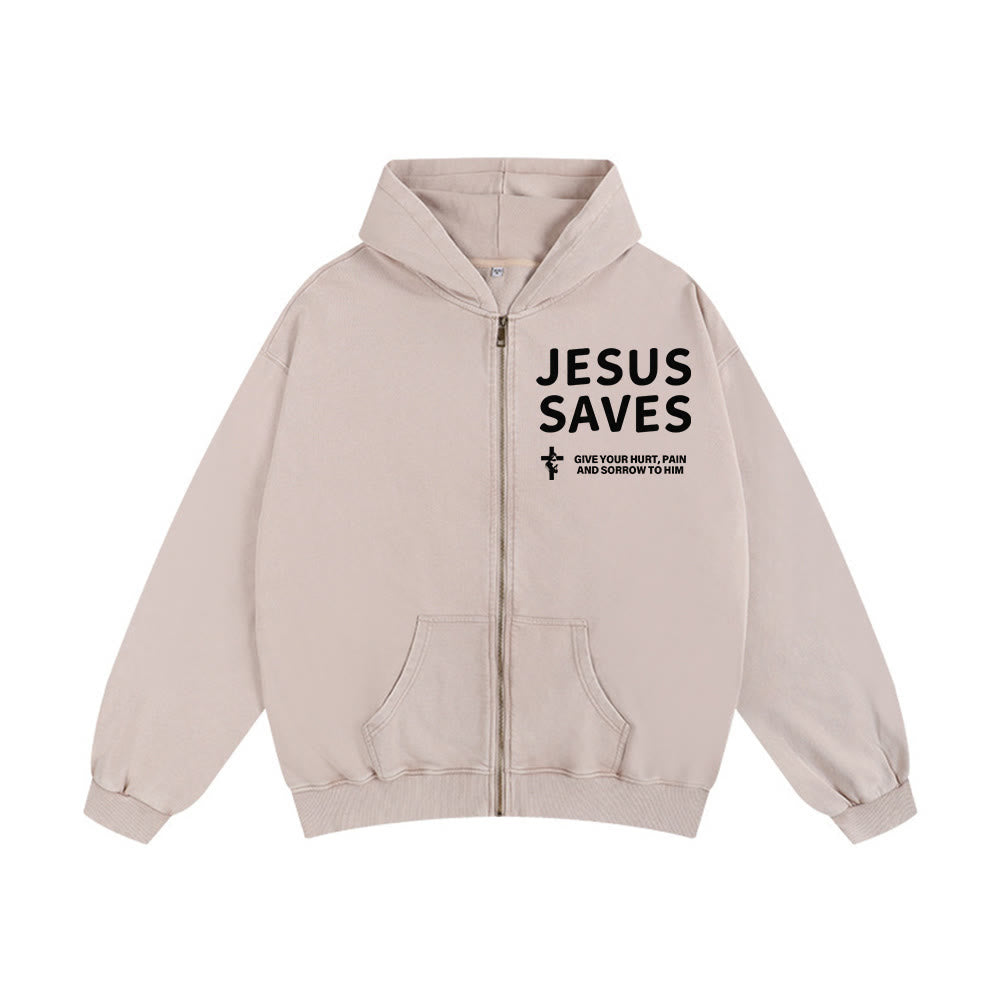Christianartworkshop Jesus Saves Devotion Hooded Jacket: Express Faith in Daily Life with Ease - Apricot - 2XL - image 4