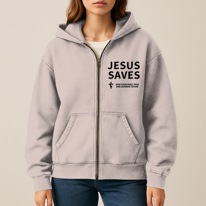 Christianartworkshop Jesus Saves Devotion Hooded Jacket: Express Faith in Daily Life with Ease - image 6