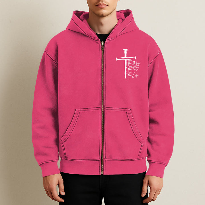 Christianartworkshop Faith Path Cross Hooded Jacket: The Way The Truth The Life in Casual Wear - image 8