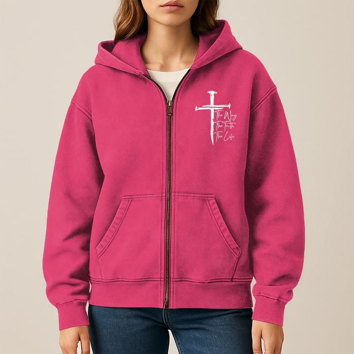 Christianartworkshop Faith Path Cross Hooded Jacket: The Way The Truth The Life in Casual Wear - image 9