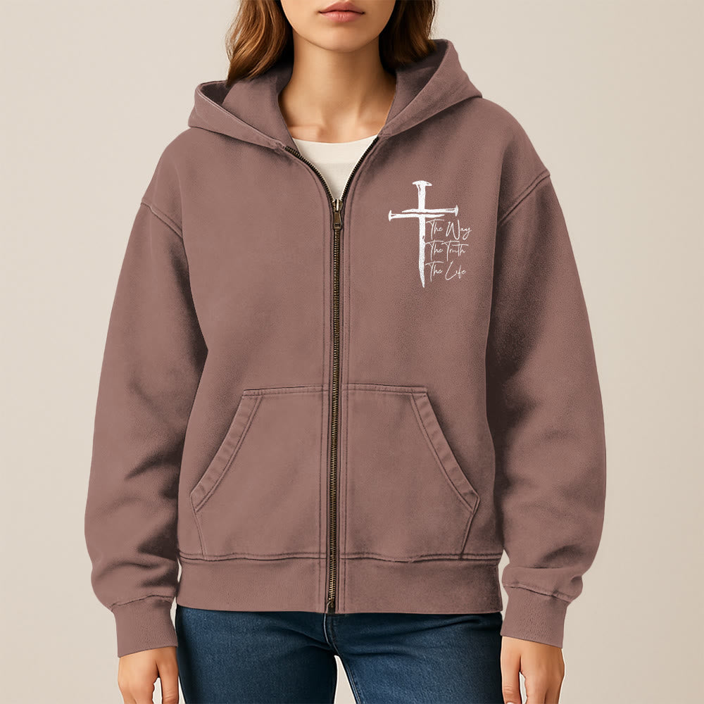 Christianartworkshop Faith Path Cross Hooded Jacket: The Way The Truth The Life in Casual Wear - image 12