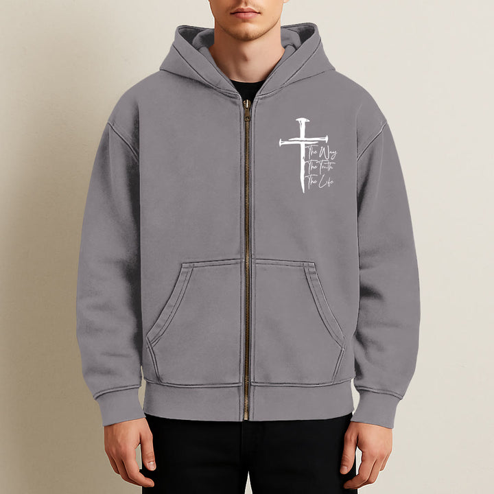 Christianartworkshop Faith Path Cross Hooded Jacket: The Way The Truth The Life in Casual Wear - image 14