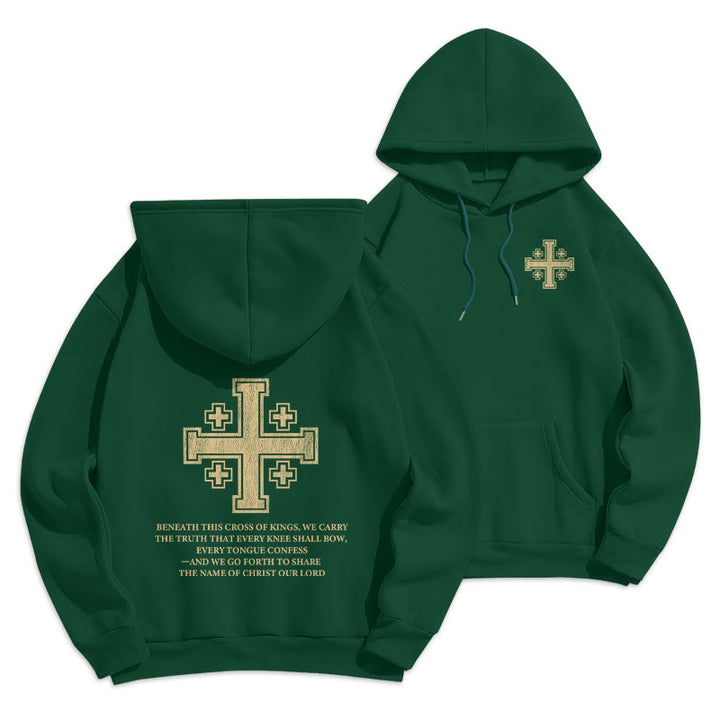 Christianartworkshop Cross of Kings Faith Statement Fleece Lined Polyester Hoodie - Green - 2XL - image 16